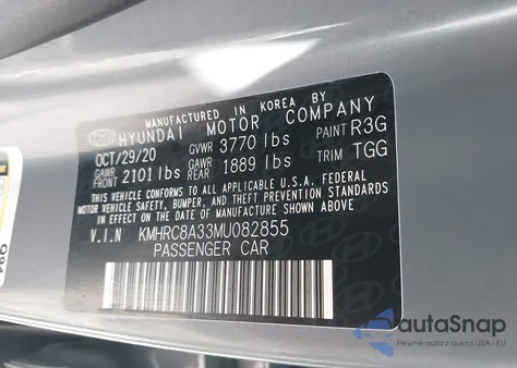 2021 Hyundai Venue Sel from USA, damaged, VIN KMHRC8A33MU082855